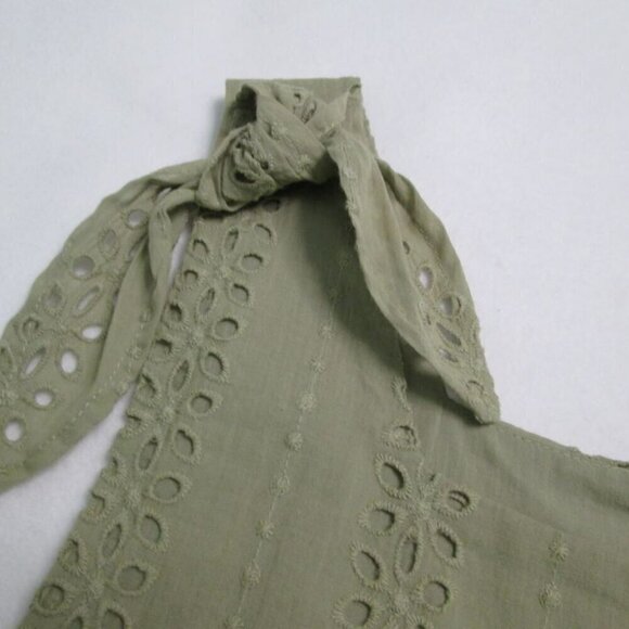70°F/21°C Schiffli Sleeveless Eyelet Crop Cottage Retro Top-Olive-Large-NWT - Picture 7 of 13